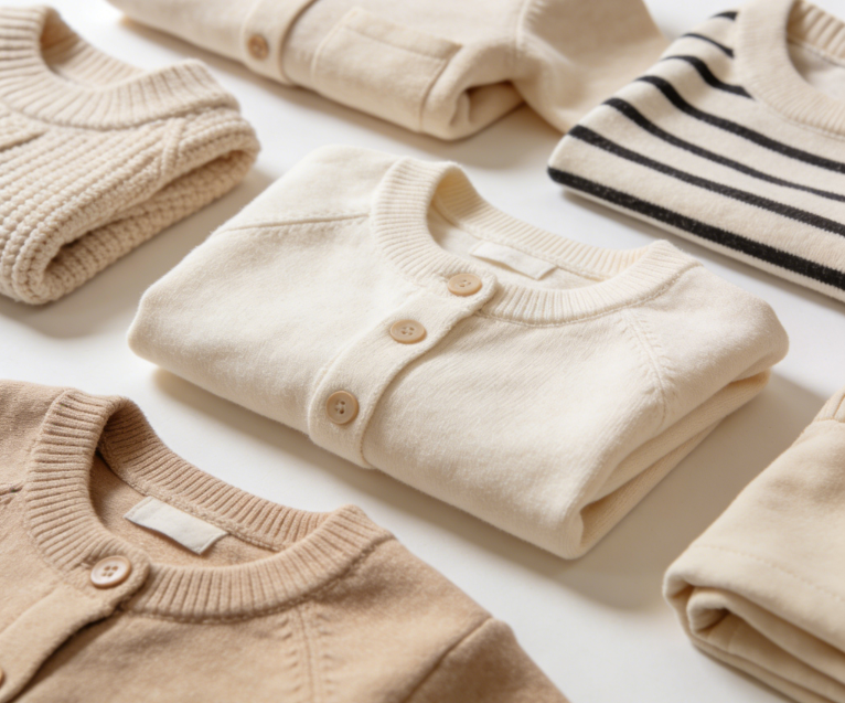 Children wearing earth-toned, nature-inspired clothing outdoors